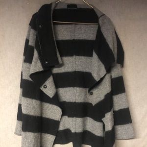 Cynthia Rowley Black and Grey Stripped Sweater